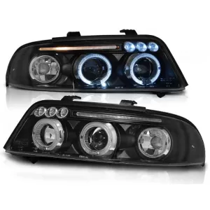 Tuning headlight set with halogen angel eyes suitable for Audi A4 B5 01.1999-09.2000 sedan/wagon, left and right