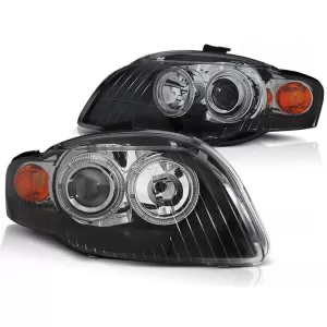 Tuning headlight set with halogen angel eyes suitable for Audi A4 B7 11.2004-03.2008 sedan/wagon/cabriolet, left and right