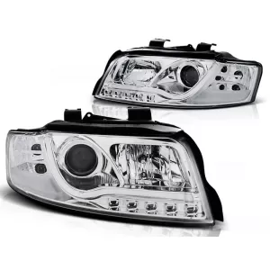 Tuning headlight set with LED lights suitable for Audi A4 B6 10.2000-10.2004 sedan/wagon, left and right