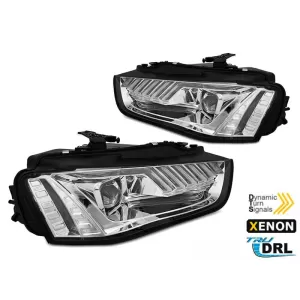 Xenon headlight kit suitable for Audi A4 B8 2012-2015 with dynamic turn signal, chrome base, left and right