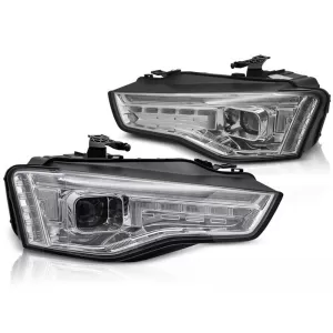 Xenon headlight kit suitable for Audi A5 2011-2016 with dynamic turn signal, chrome base, for the model with DRL lights, without AFS, left and right