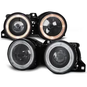 Tuning headlight set with halogen angel eyes suitable for BMW 3 E30 11.1982-06.1994 sedan/coupe/cabriolet/estate, left and right
