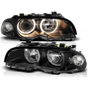 Tuning headlight kit with halogen angel eyes suitable for BMW 3 E46 04.1999-03.2001 coupe/cabriolet, left and right