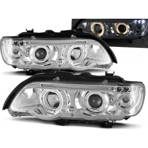 Tuning headlight kit with halogen angel eyes suitable for BMW X5 E53 09.1999-10.2003, left and right