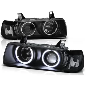 Tuning headlight kit with CCFL angel eyes suitable for BMW 3 E36 12.1990-08.1999 sedan/compact/wagon, left and right