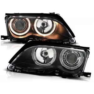 Tuning headlight kit with halogen angel eyes suitable for BMW 3 E46 09.2001-03.2005 sedan/wagon, left and right