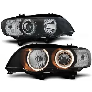 Tuning headlight set with halogen angel eyes suitable for BMW X5 E53 09.1999-10.2003, left and right