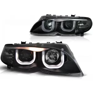 Tuning headlight set with 3D LED angel eyes suitable for BMW 3 E46 09.2001-03.2005 sedan/wagon, left and right