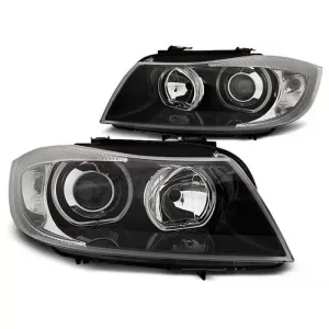 Tuning headlight set with LED angel eyes suitable for BMW 3 E90/E91 03.2005-08.2008, left and right