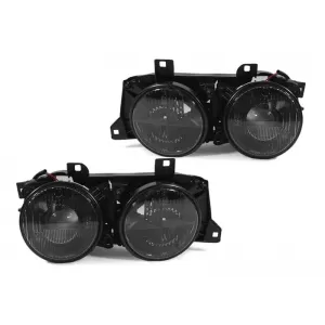 Tuning headlight set suitable for BMW 5 Series E34 1987-1995, 7 Series E32 1986-1994 with black base, left and right