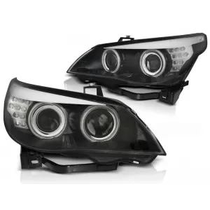 Tuning headlight set with CCFL angel eyes suitable for BMW E60/E61 2003-2007, left and right
