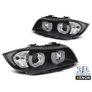 Xenon headlight set suitable for BMW 3 Series E90, E91 2005-2008 with black base, left and right