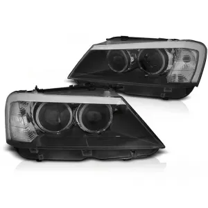 Tuning headlight set suitable for BMW X3 F25 2010-07.2014 with black base, left and right