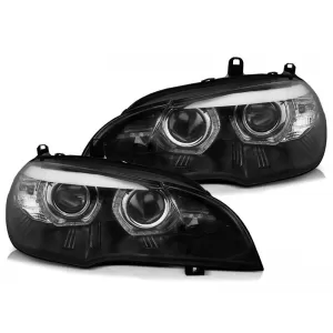 Tuning xenon headlight kit suitable for BMW X5 E70 2007-2010 with black base, left and right