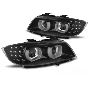 Tuning xenon headlight kit suitable for BMW 3 Series E90, E91 2009-2011 with black base, left and right for models without AFS function