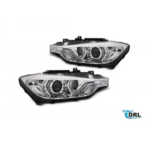 Tuning DRL headlight kit suitable for BMW 3 Series F30 sedan, F31 touring 2015-2018 with chrome base, left and right - ABBMHX6010484