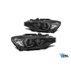 Tuning DRL headlight kit suitable for BMW 3 Series F30 sedan, F31 touring 2015-2018 with black base, left and right - ABBMHX6010485