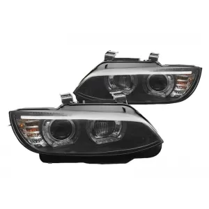Xenon headlight set suitable for BMW 3 Series E92 coupe, E93 convertible 2006-2010 with black base, for models with factory DRL lights, without AFS, left and right