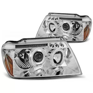 Tuning headlight kit with halogen angel eyes suitable for Chrysler JEEP GRAND CHEROKEE 1999-05.2005, left and right