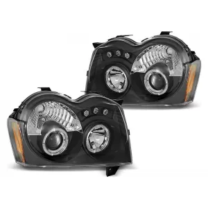 Tuning headlight set with halogen angel eyes suitable for Chrysler JEEP GRAND CHEROKEE 2005-2008, left and right