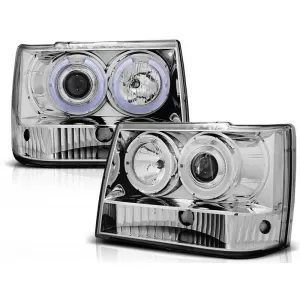 Tuning headlight kit with halogen angel eyes suitable for Chrysler JEEP GRAND CHEROKEE 1993-1998, left and right