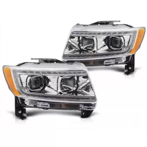 Tuning headlight set with LED lights suitable for Jeep Grand Cherokee 2011-2013, left and right