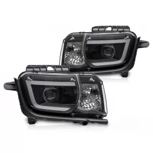 Tuning headlight set suitable for Chevrolet Camaro 2009-2013 with black base, left and right