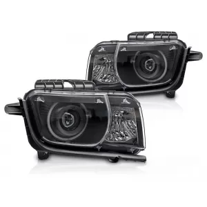 Tuning headlight set suitable for Chevrolet Camaro 2009-2013 with black base, left and right