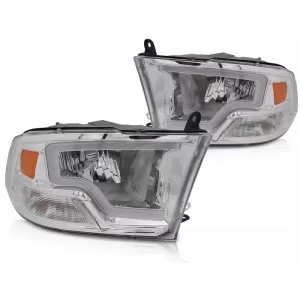 Tuning headlight kit with LED light suitable for Dodge Ram 2009-2018 with chrome base, left and right