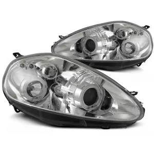 Tuning headlight set with halogen angel eyes suitable for Fiat GRANDE PUNTO 09.2005-2008, left and right