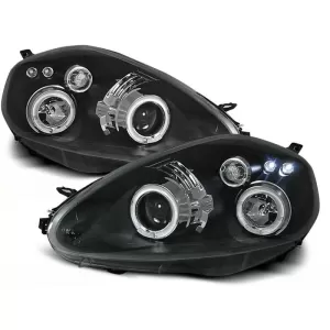 Tuning headlight set with halogen angel eyes suitable for Fiat GRANDE PUNTO 09.2005-2008, left and right