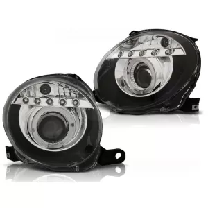 Tuning headlight set with LED lights suitable for Fiat 500 after 2007, left and right