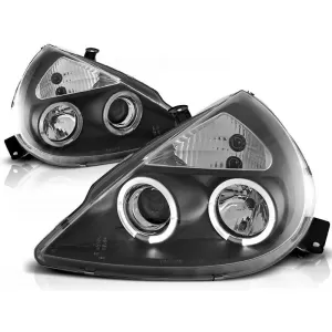 Tuning headlight set with halogen angel eyes suitable for Ford KA 11.1996-2008, left and right