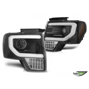 Tuning headlight set suitable for Ford F150 2008-2014 with black base, left and right