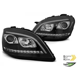Tuning headlight set suitable for Mercedes ML W164 2005-2008 with black base, left and right