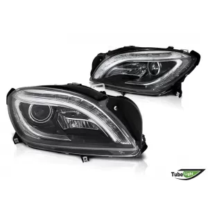 Tuning headlight set suitable for Mercedes ML W166 2011-2015 with black base, left and right