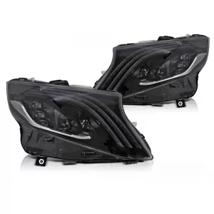 LED TUNING HEADLIGHTS SET suitable for MERCEDES V CLASS W447 VITO 2014-2023 with BLACK BASE, for the model with FACTORY HALOGEN LIGHTS, with DYNAMIC TURN SIGNALS, with 