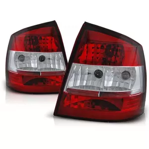 Tuning tail light set suitable for Opel ASTRA G 09.1997-02.2004 3/5 doors, hatchback with red and white base, left and right