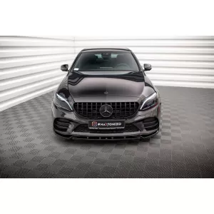 Maxton Design version 2 spoiler suitable for front bumper of Mercedes C-Class C43 A Design W205, C205, A Design-Line W205, C205 2018-2021, black lacquer - ABMESX6010849