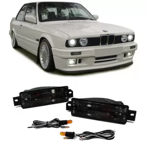 Clear glass indicators with black parking light for BMW 3 Series E30 87-93