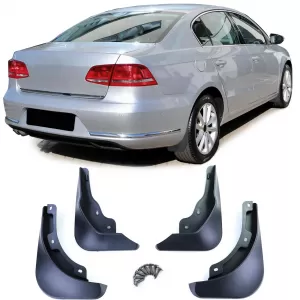 Mud flaps set front and rear black for VW Passat B7 3C 10-14