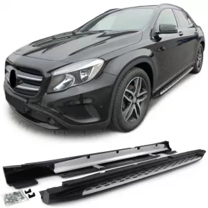 Aluminum running boards side protection OE style with ABE for Mercedes GLA X156 13-20