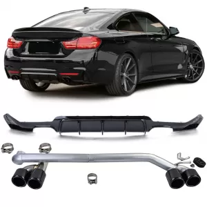 Rear diffuser gloss + tailpipe sport look fits for BMW F32 F33 F36 425 428 430 - ODRBDB6013372