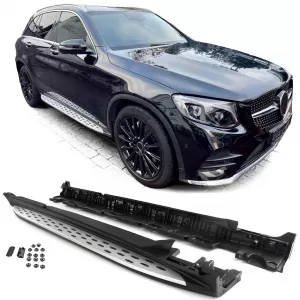 Aluminum running boards flank protection OE style with ABE !! for Mercedes GLC X253 15-22 - ODRBSSM6013938