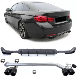 Rear diffuser carbon + sport-look tailpipe fits for BMW F32 F33 F36 425 428 430 - ODRBDB6014487