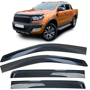 Wind deflector rain deflector 4-piece black for Ford Ranger T6 T7 T8 2012-2022 - ODSMF6015438
