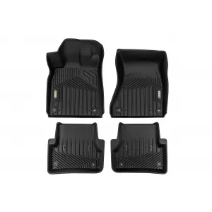 2 in 1 rubber and carpet mats from Frogum 5D Race Rock series suitable for Audi A6 C7 2011-2018. The distance between clips of the rear mat is 37 cm, 4-piece set, black color. - ABFMA6019671