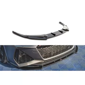 Maxton Design version 1 spoiler suitable for front RS6, RS7 bumper of Audi RS6, RS7 C8 2019-2023, black lacquer - ABSA6020554