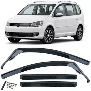 Wind deflectors rain guards 4-piece black tinted for VW Touran 1T 2003-2015 - ODSMV6025702