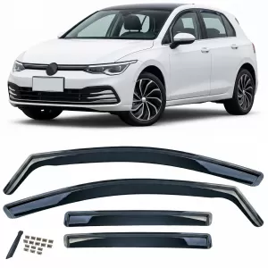 Wind deflectors rain guards 4-piece black tinted for VW Golf 8 2019-2024 - ODSMV6025704
